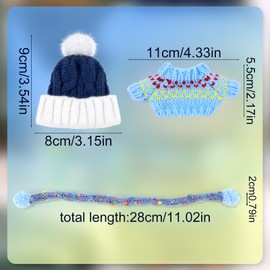 Lyreh 3pcs Clothes Set for 17cm Dolls, Winter Blue Starry Knit Doll Outfit Includes Hat Scarf Sweater Cute Accessories for 17cm Toy Figure Decoration (Blue)