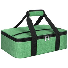 MIAOJIE Insulated Casserole Carrier, Portable Casserole Carrier for Hot or Cold Food Lunch Tote Warmer or Cooler Bag, Lasagna Lunch Bag for Potluck Parties- Fits 9" x 13" Baking Dish-Green