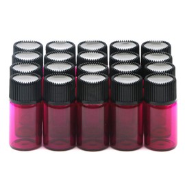 Kesell 20pcs Mini Essential Oil Bottles Empty Sample Bottle, 3ml Glass Vials Bottles with Orifice Reducers and Black Caps