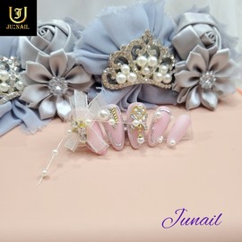 Bead pearl handmade nail tips✨ - Short almond / 구슬진주 수제네일팁✨ - 숏아몬드
