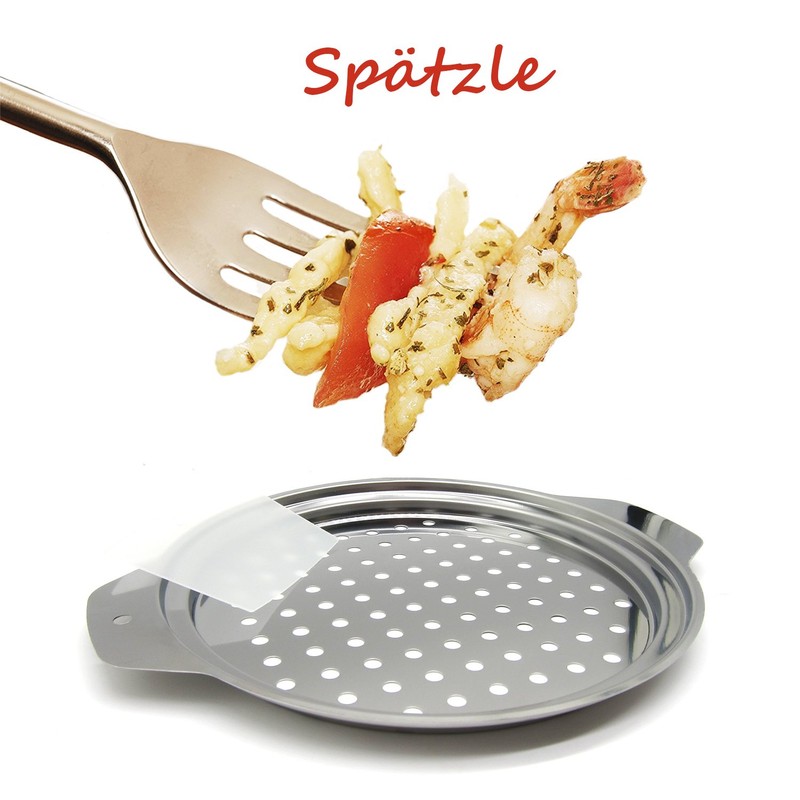Hicook Stainless Steel Spaetzle Maker Lid with Scraper Traditional German