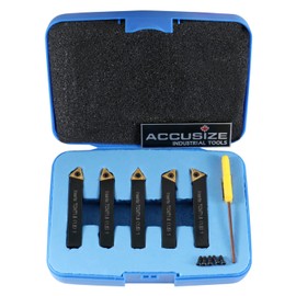 Accusize Industrial Tools 5/16'' by 2'' Oal 5 Pc Indexable Turning Tool Set with Tcmt1.8(1.5) Carbide Inserts, 2380-5042