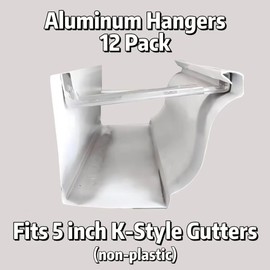 12 Pack Gutter Hangers with Expansion Screws for 5 inch K-Style Gutter, Aluminum Bracket Hook for Gutter, Rain Downspout Hardwares Parts and Accessories for Repairing Shaking Gutters.