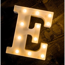 Foaky LED Letter Lights Sign Light Up Letters Sign for Night Light Wedding/Birthday Party Battery Powered Christmas Lamp Home Bar Decoration(E)