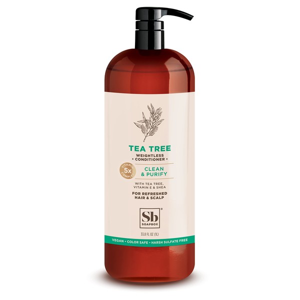 Soapbox Tea Tree Conditioner, Sulfate Free, Paraben Free, Silicone Free, Color Safe, and Vegan Hair Conditioner (33.8 Ounces)