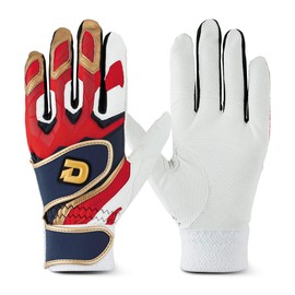 DeMARINI WTABG1005S Baseball Batting Gloves (Gloves) (Both Hands), Navy x Red