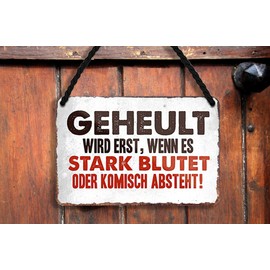 schilderkreis24 Tin sign funny saying "Geheult Wird erst." decorative fun sign vintage retro humour funny gift idea birthday Christmas 18 x 12 cm