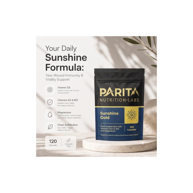 PARITA Sunshine Gold 4-in-1 Vitamin D3 4000 IU with K2