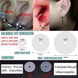 BodyAce 100pcs Clear Silicone Earrings Backs, Clear Piercing Disc for Piercing Bump, Plastic Disc Pads Stabilize Earlobe Support Patches (Disc Diameter: 3,9mm)
