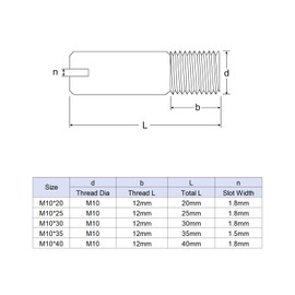sourcing map 5 Pieces M10 x 30mm Slotted Cylinder Pin Made of 304 Stainless Steel with Male Thread for Positioning Furniture and Cabinets