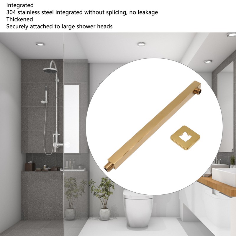 Wall Mounted Shower Arm Stainless Steel Quadrate Shower Head Extension