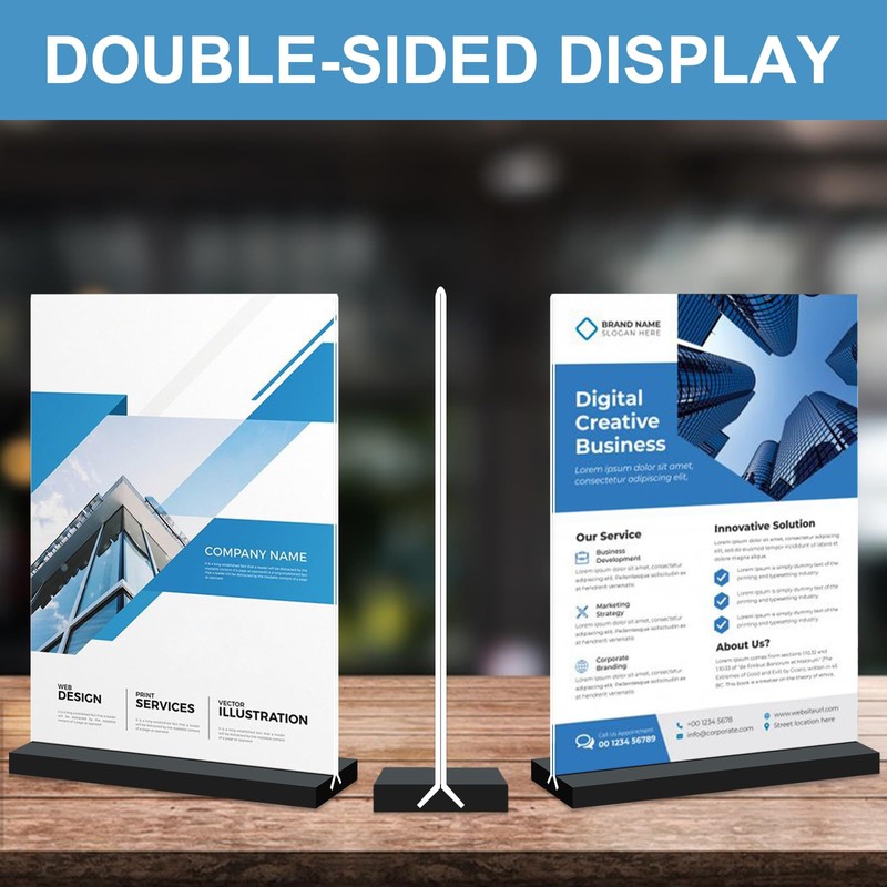 8.5 x 11 Acrylic Sign Holder - Vertical Double-Sided Table
