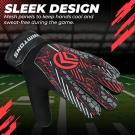 Hamtons Professional Goalkeeper Gloves - Durable Grip, Anti-Slip Design with Finger Protection, Breathable & Comfortable Fit for Adults and Kids - Perfect for Match and Training (Black/Red, 7)