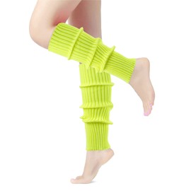 ONUPGO Leg Warmers for Women 80s Party Accessories 80s Neon Knit Ribbed Leg Warmers Girls Junior Winter Leg Warmers Socks (Neon Yellow)