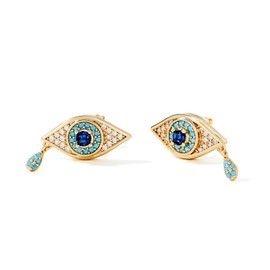 Cicy Bell Womens Evil Eye 18k Gold Plated Earrings Cubic Zircon Turquoise Stud Earrings for Gifts