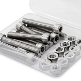 M8 x 70 mm, pack of 10 hexagon socket screws and nut combination box, 18-8 stainless steel cylinder screws with hexagon socket