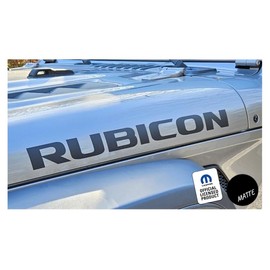 Decal Mods Rubicon Hood Graphic Decal/Sticker fits Jeep Wrangler JK (2007-2018) Black Matte CBM (Set of 2) | SJ1Y3