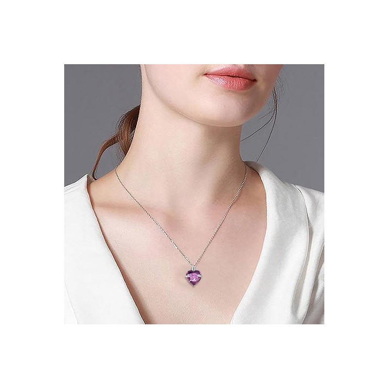 Q&D&S Crystal Urn Necklace for Ashes, Heart Birthstone Memorial Cremation