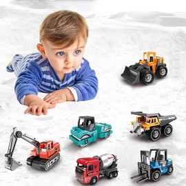 Srliya 6 Pieces Alloy Engineering Vehicle Model Toys, Construction Cars, Toys, Die-Cast Engineering Vehicle Toy Set, Alloy Metal Car Toy Set for Toddlers,