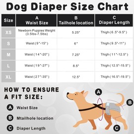 Idepet Female Dog Diapers with Suspender Detachable, 3 Pack Washable Reusable Girl Doggie Diapers for Small Medium Female Dog in Heat Period Cycle Urinary Incontinence Training L