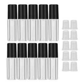 10 Unids 1.5ML Mini Clear Mini Lip Gloss Tube Contenedores de bálsamo labial vacíos con tapa negra para muestras de lápiz labial Aceites esenciales