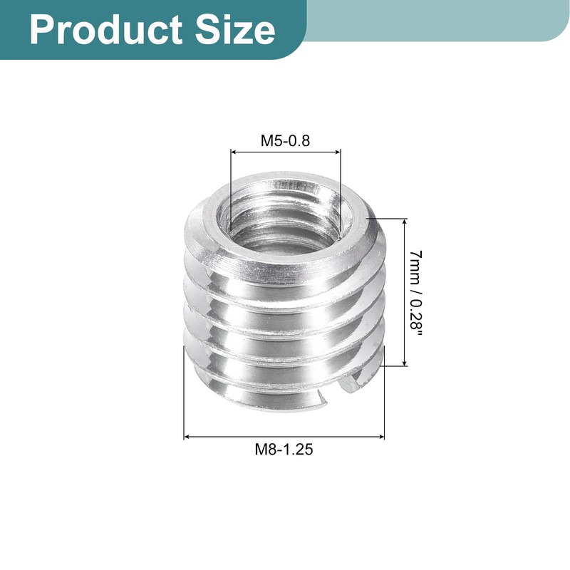 uxcell 10Pcs Threaded Inserts, M5-0.8x7 & M8-1.25x7 Stainless Steel 303