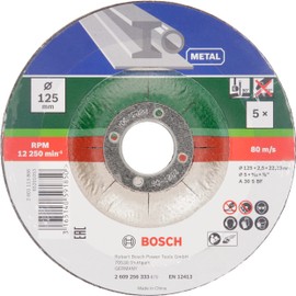 Bosch 2609256333 5-Piece Cutting Disc Set with Depressed Centre for Metal D 125 mm