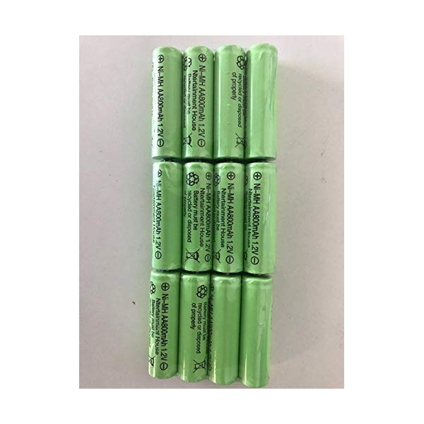 12-Pieces Size 1.2V AA(300/600/800mAh) Or AAA (600mAh/800mAh) and Ni-Cd/Ni-MH Rechargeable Battery for Solar Light and Solar Devices (1.2V AA 800mAh Ni-MH)