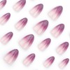 BABALAL Press on Nails Medium Almond Fake Nails Purple Glue