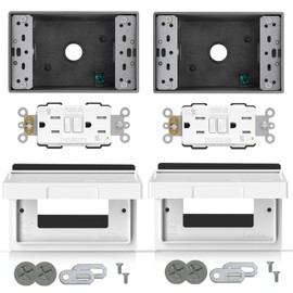 ELEGRP Outdoor GFCI Outlet Kit, with Weatherproof Cover and Box, 1 Gang, 15 Amp TRWR Self-Test GFI Receptacle, Horizontal Outdoor Cover, Extra Duty Metallic Electrical Outlet Box, UL Listed, 2 Pack