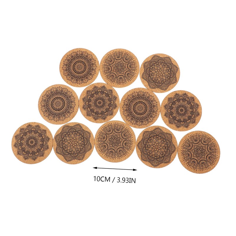 GRIRIW 1 Set Creative Nordic Round Wooden Coasters Decorative Heat