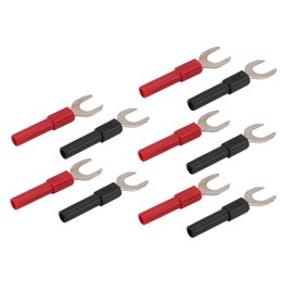 U Fork Spade Connector, Y Spade Plug 4mm Jack Red Black Copper Nickel Plated Banana Socket for Multimeters