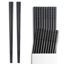 Chopsticks, 10 Pairs Chop Sticks 9.4 inches Fiberglass Chopsticks Reusable Set Dishwasher Safe Household Restaurant Chopsticks with Gift Case
