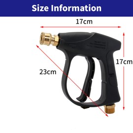 Pressure Washer Gun, 4350 PSI 1/4" Short Nozzle Jet Cleaning, 5 Water Nozzles, M22-14 Hose Connector Compatible with Karcher, for Car Wash and Patio Cleaning (M22-14mm)