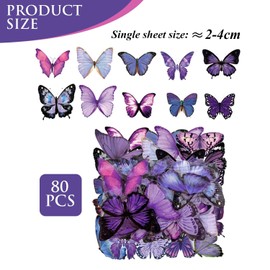 HDGSAFD 80 Sheets Purple Butterfly Stickers, Waterproof PVC Butterflies, Elee Butterfly Decoration, Can Be Used to Decorate Walls, Scrapbooks and Windows