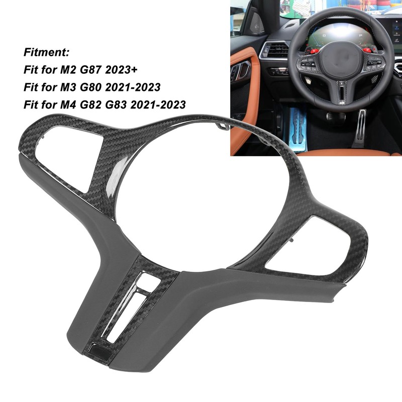 Car Steering Wheel Frame Cover Trim Sticker Decoration Carbon Fiber