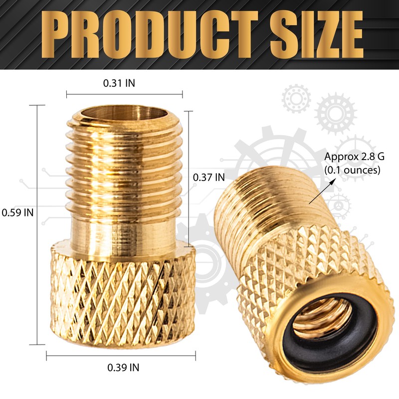 MEAJOO 2PCS Brass Presta Valve Adapter, Convert Presta to Schrader