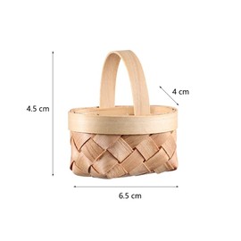 lyongqiang Handle Basket, 12 Pieces Wooden Mini Woven Basket with Handles, Woven Storage, Farmhouse Small Basket, Decorative, Mini Scene Props, for Wedding, Party, Restaurant, Garden Decor