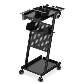 TASALON Premium Multifunctional Rolling Workstation Table with 360 Degree Mute Universal Wheel for Tattoo Work,Beauty Salon Spa Stools Service Storage Tray with Pegboard