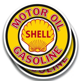 The Decal And Sticker Mafia SHELL OIL GASOLINE DECAL Vintage Style 2 Stickers Bogo Car Window Bumper Truck - 3"W x 3"H