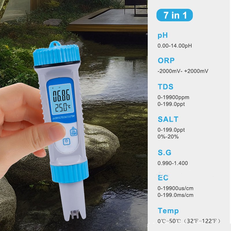 7 in 1 Water Quality Test Pen PH ORP EC