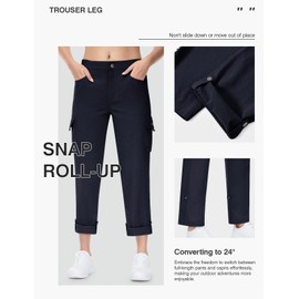 TBMPOY Women's Hiking Pants Quick Dry Convertible Lightweight Roll Up Cargo Pockets Travel Essentials Waterproof Work Navy Blue 2XL