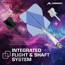 Mission Darts Force 90 | Integrated Precision Moulded Dart Flight And Shaft System, Pack of 3 Professional Durable 2-In-1 Combined Dart Flights And Stems | Standard No.2 (Clear, Tweenie), Transparent