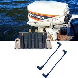 IGCLINIC Bobina de encendido de cable de doble enchufe compatible con motores Johnson & Evinrude de 2 hp – 175 hp con 2 cables de bujía marina de 6 pulgadas, sustituye a 583740 18-5170