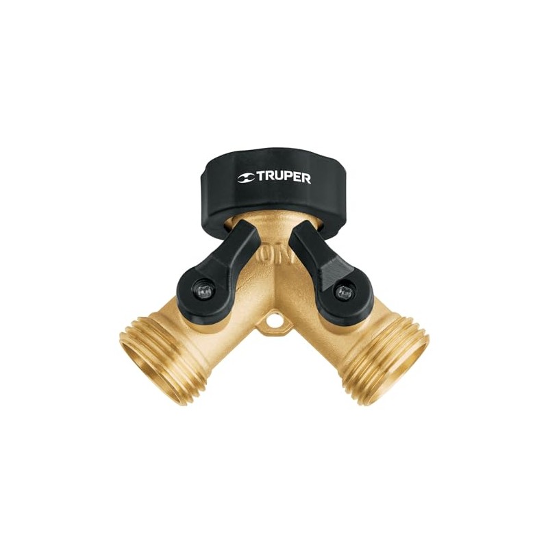 Truper AD-2X, Conector "Y" fundido en latón, válvula de cierre