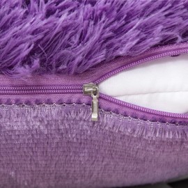 MIULEE Pack of 2 Faux Fur Throw Pillow Cover Fluffy Soft Decorative Square Pillow covers Plush Case Faux Fur Cushion Covers For Livingroom Sofa Bedroom 16"x16" Purple