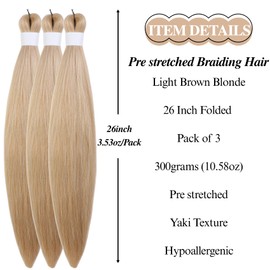 Light Brown Blonde Pre stretched Braiding Hair Anti Itch Braiding Hair Knotless Ez Braid for Box Braids Twist