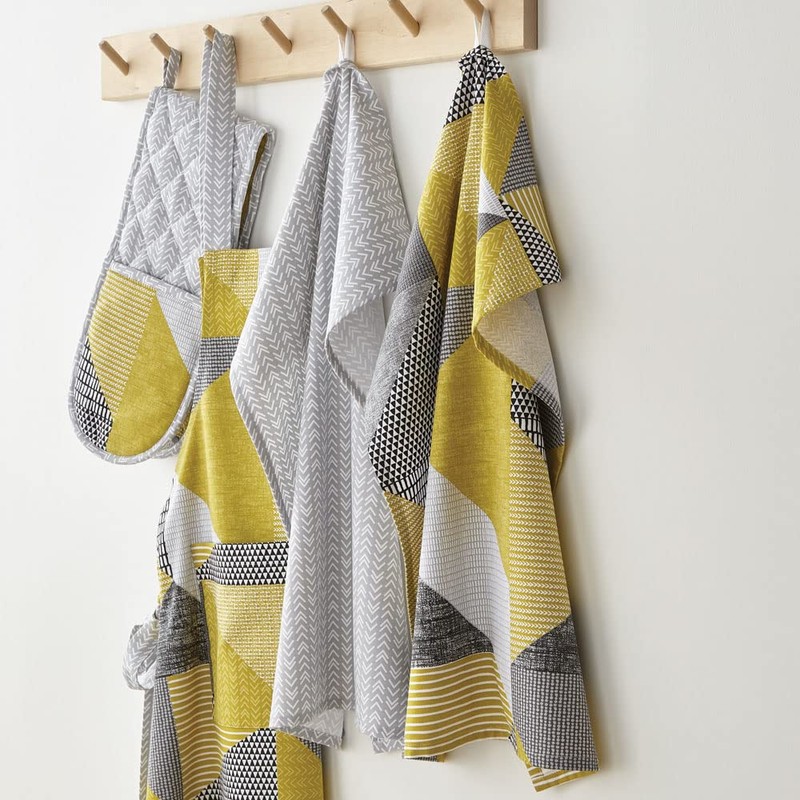 Catherine Lansfield Larsson Geo Two Pack Tea Towels Ochre