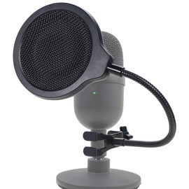 SUNMON Mic Pop Filter For Razer Seiren Mini Microphone, 4 Inch 3 Layers Metal Pop Filter for Mic with Flexible 360°Gooseneck Clip