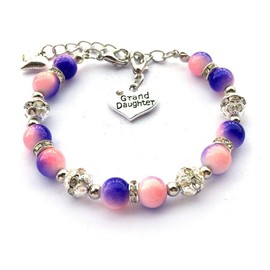 DOLON Pink with Purple Color Faux Pearls Bracelet Gift For Granddaughter Jewelry